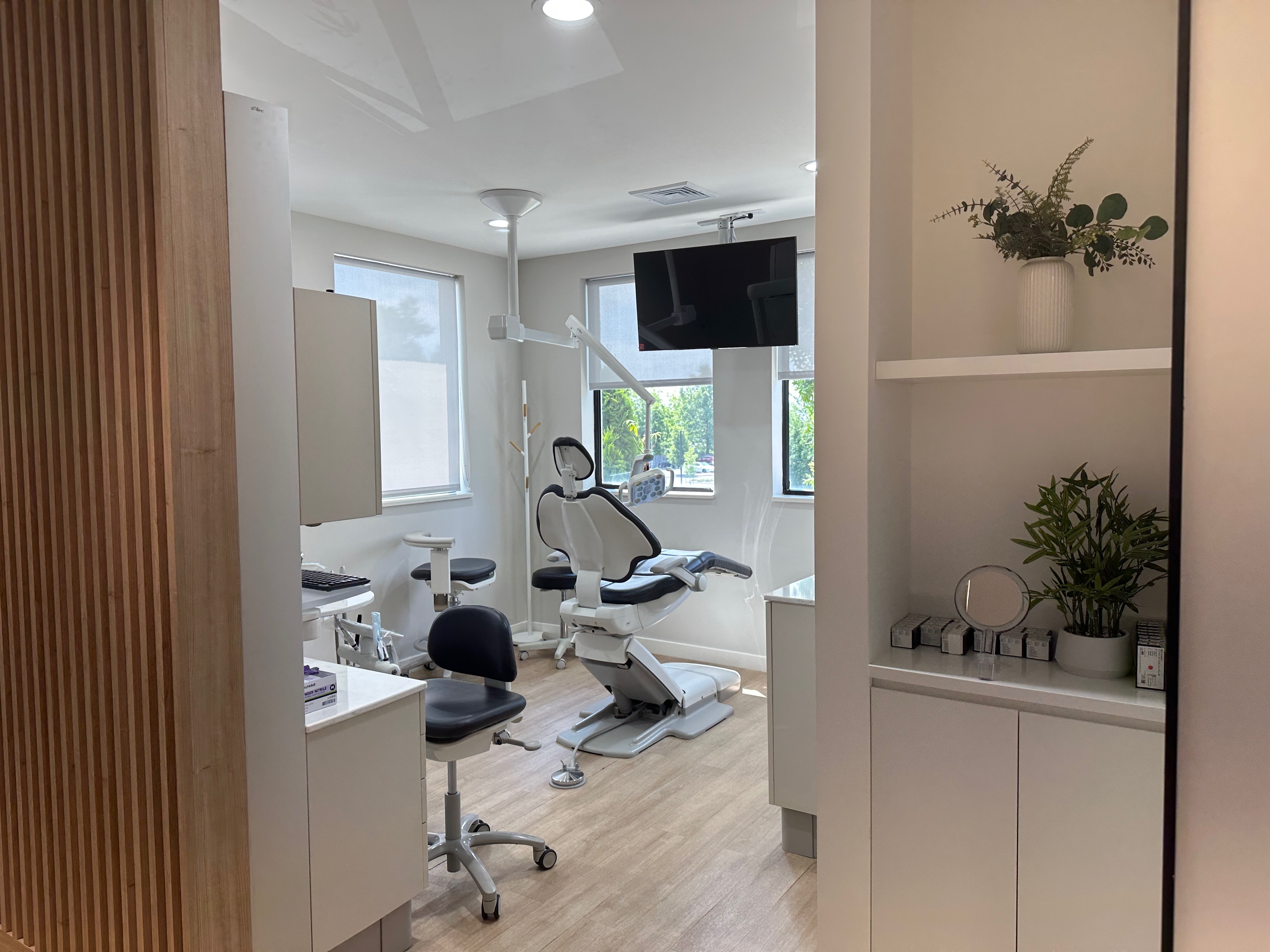 Bright periodontal treatment room with natural light